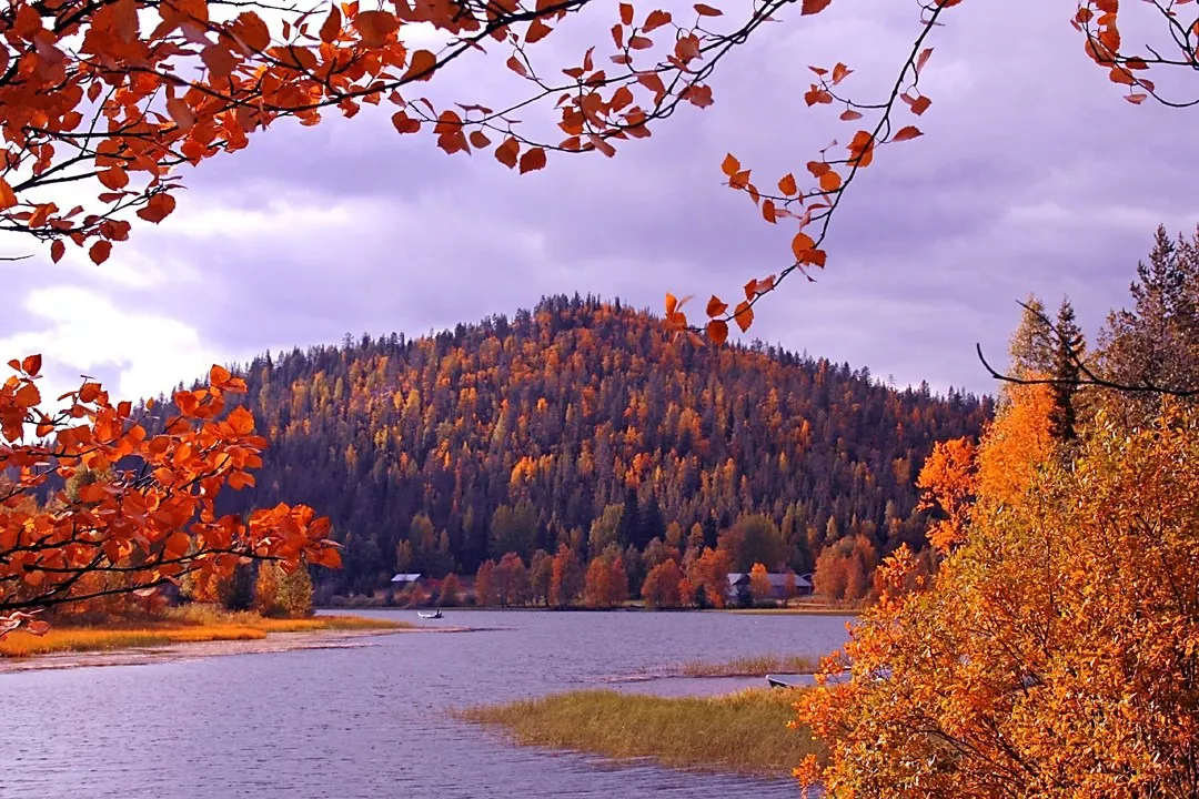 A view over a lake to Levi fell